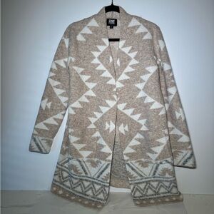 Frye Women's Tan and Cream Patterned Cardigan